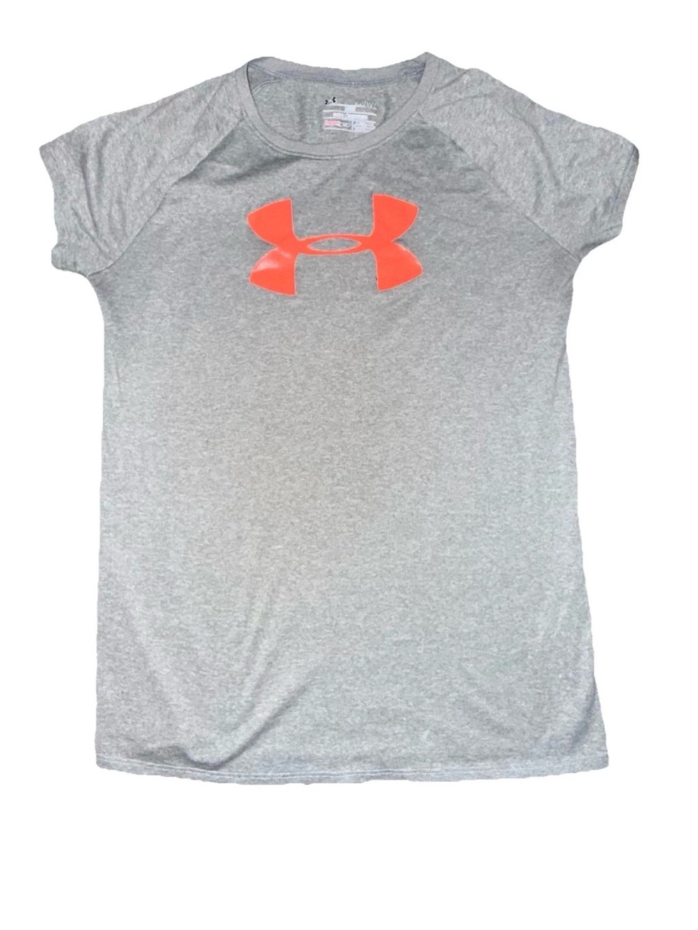 Under Armour Heather Gray Tee with Bright Orange Logo